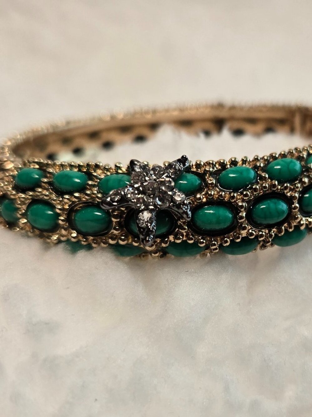 Vintage Green Stones Bangle Bracelet